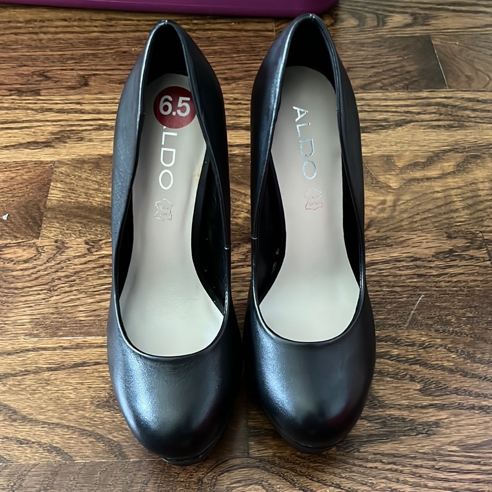 Never worn brand new Aldo black leather heels